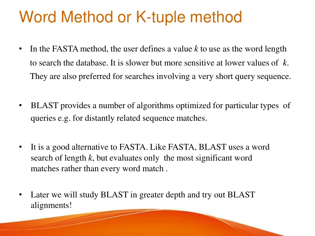 word method or k tuple method 1