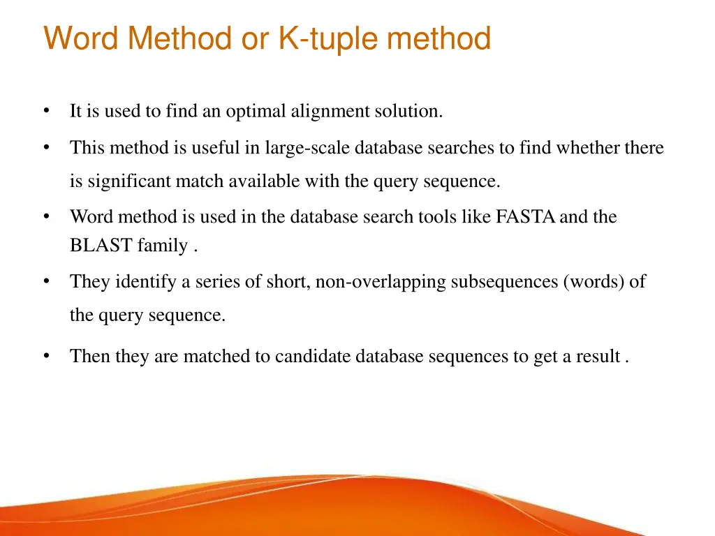 word method or k tuple method