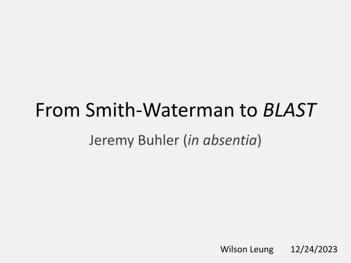 from smith waterman to blast