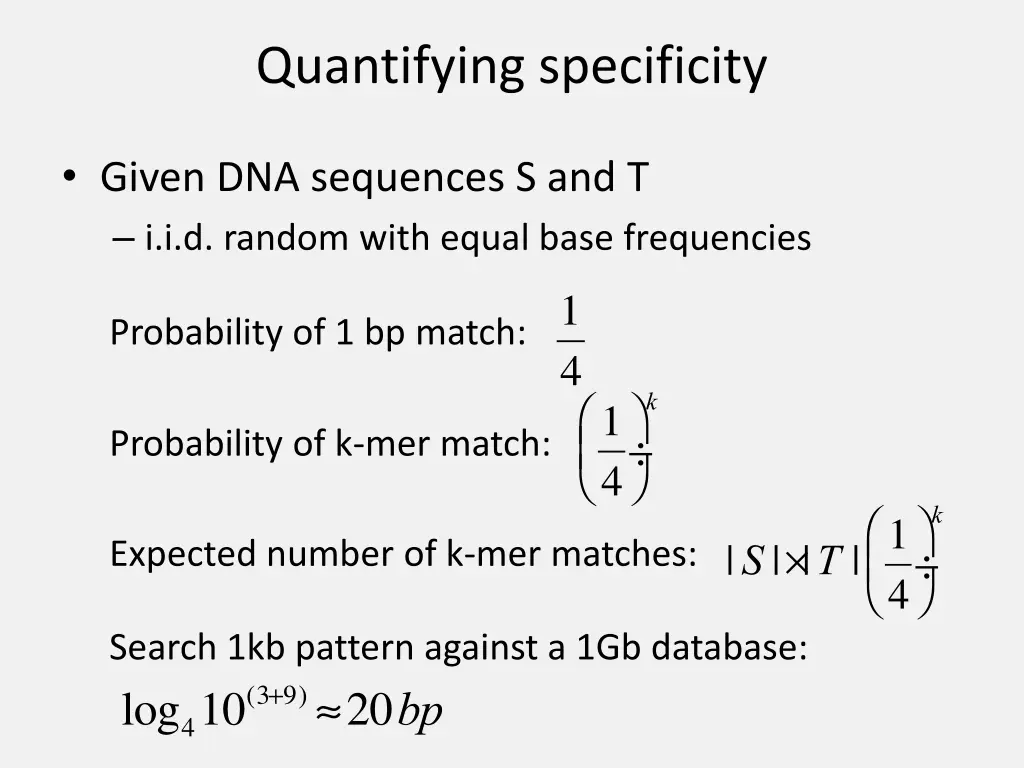 quantifying specificity