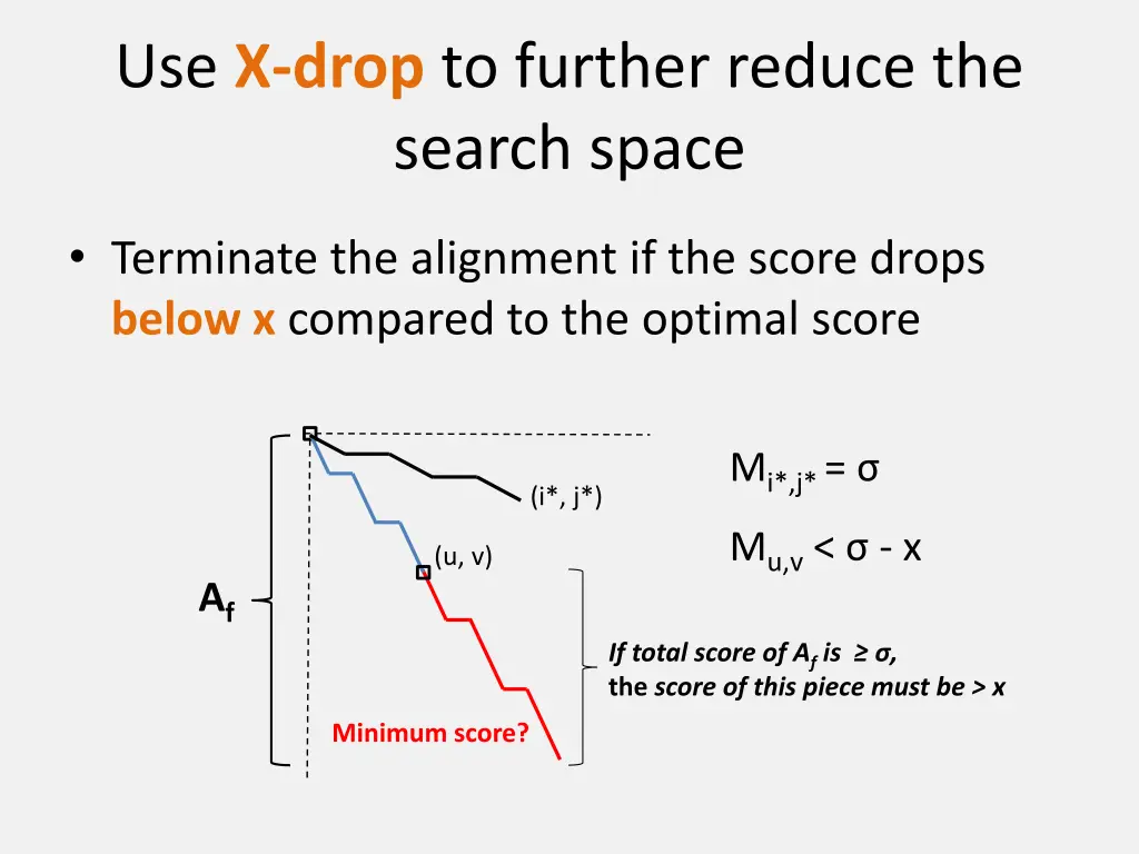 use x drop to further reduce the search space