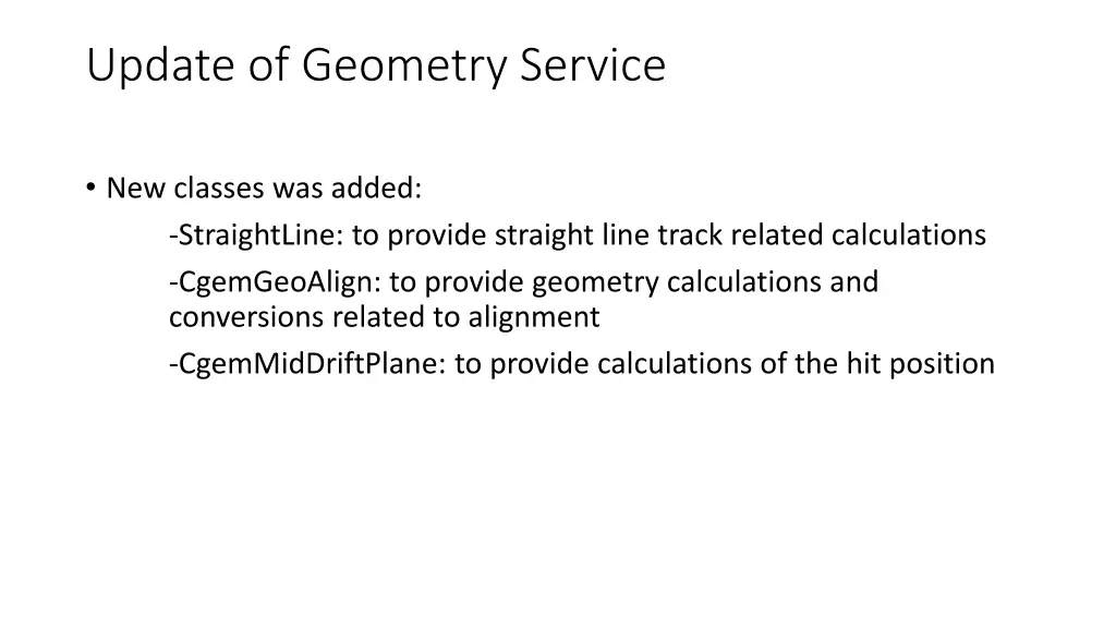 update of geometry service