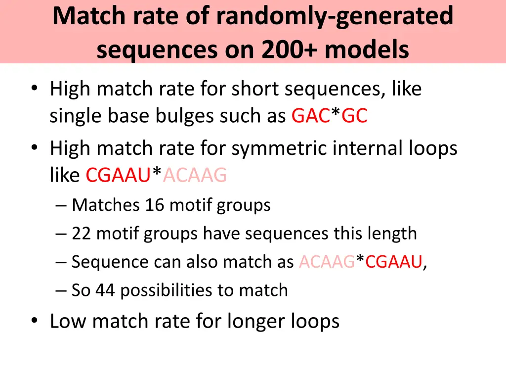 match rate of randomly generated sequences