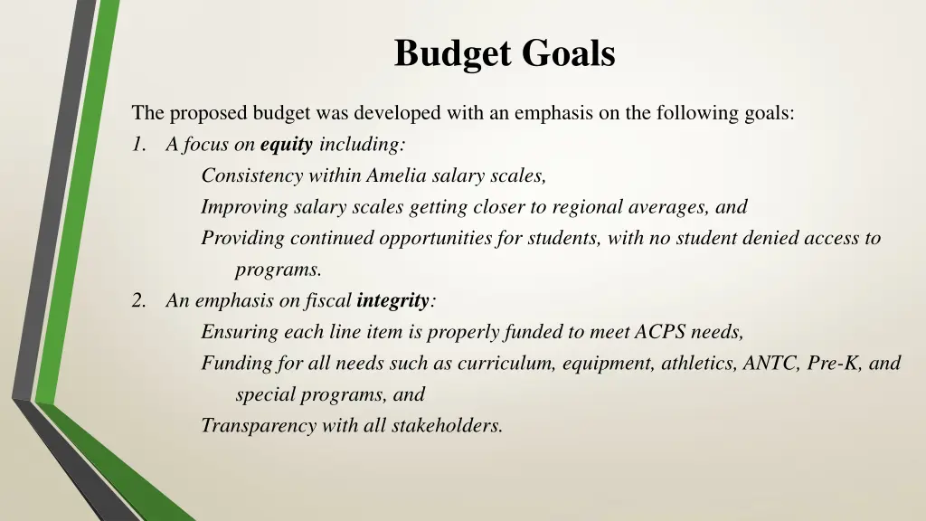 budget goals