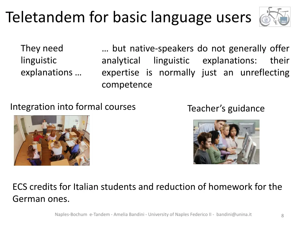 teletandem for basic language users