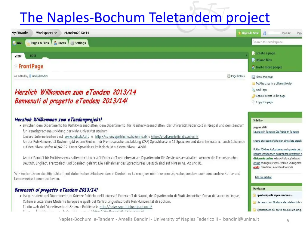 the naples bochum teletandem project