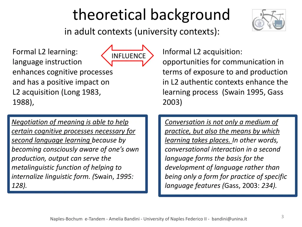 theoretical background in adult contexts