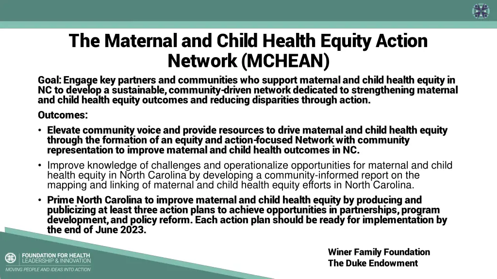 the maternal and child health equity action