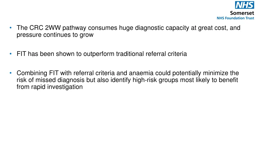 the crc 2ww pathway consumes huge diagnostic