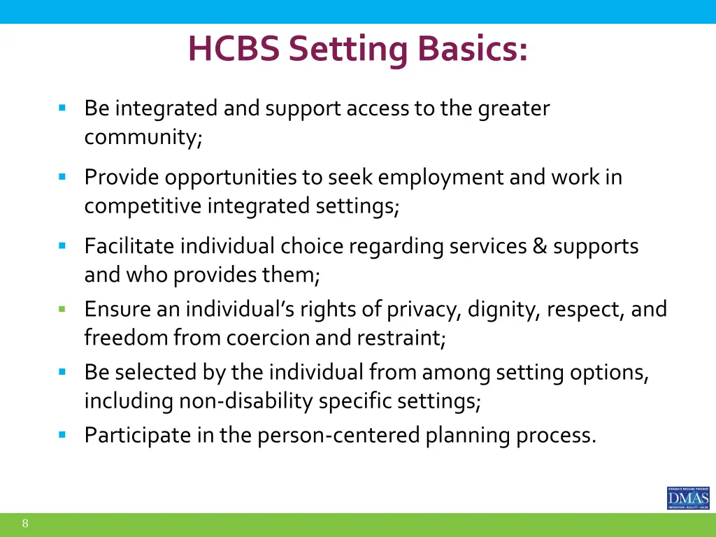 hcbs setting basics