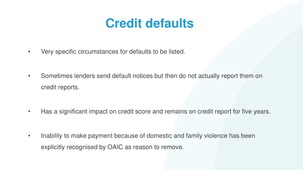 credit defaults