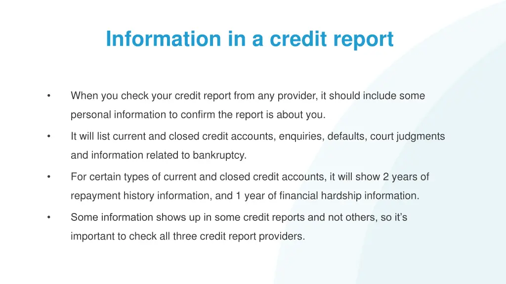 information in a credit report