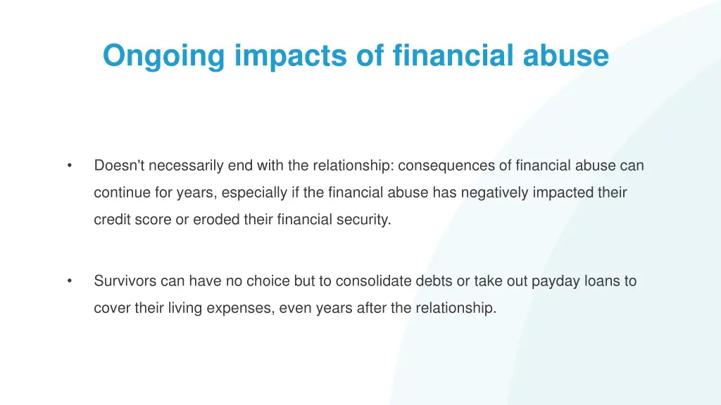 ongoing impacts of financial abuse