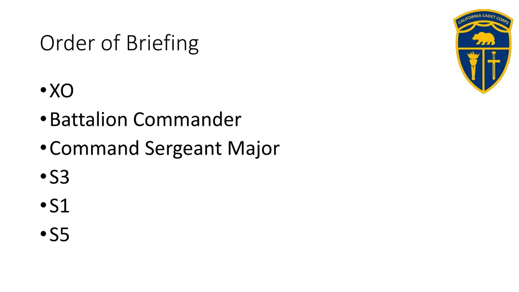 order of briefing