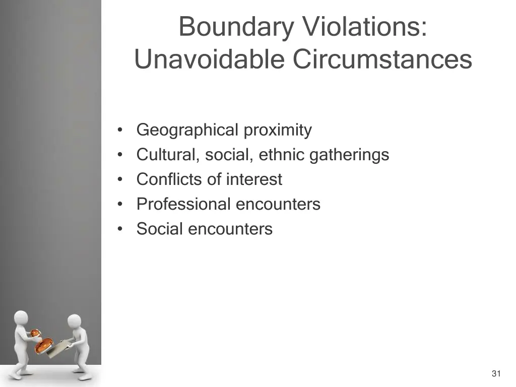 boundary violations unavoidable circumstances