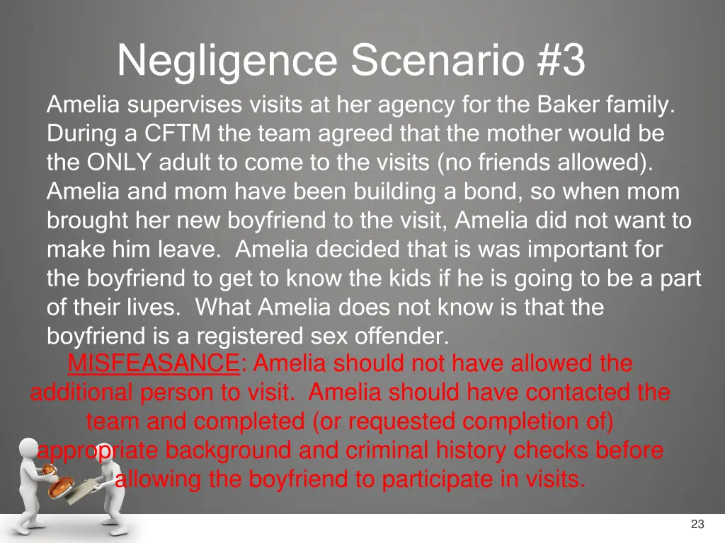 negligence scenario 3 amelia supervises visits