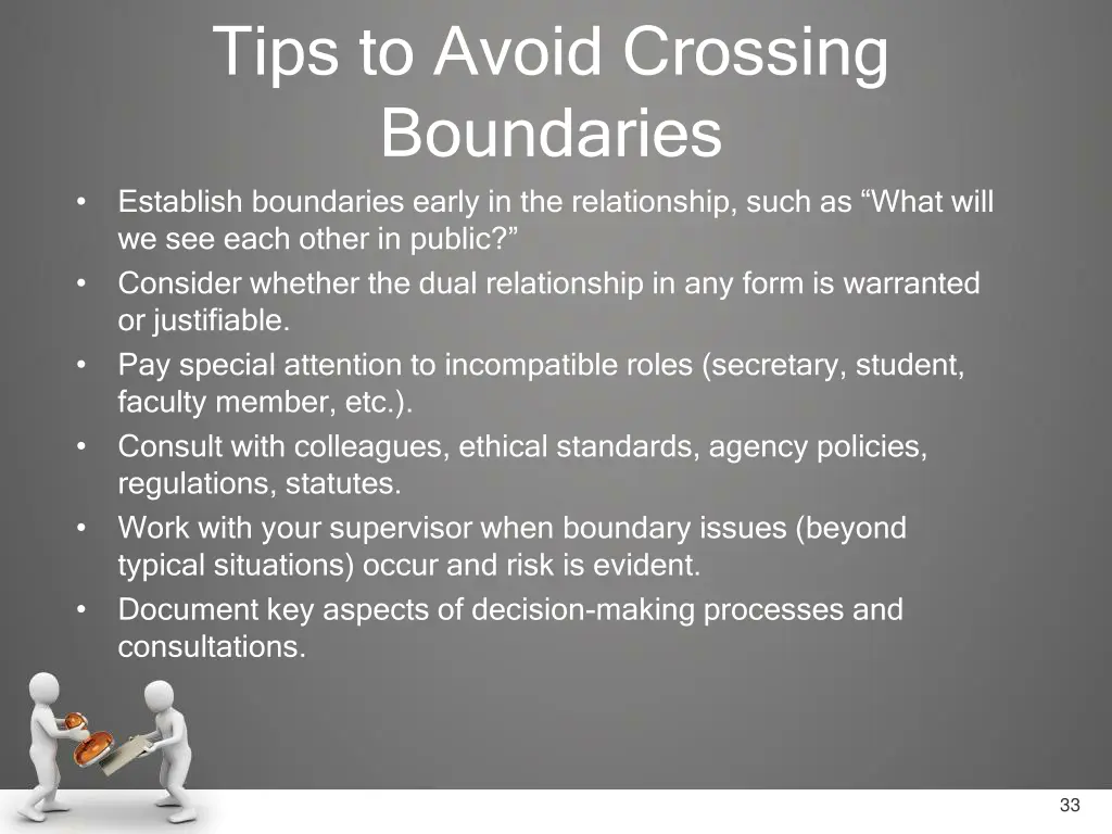 tips to avoid crossing boundaries establish