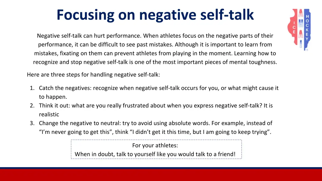 focusing on negative self talk