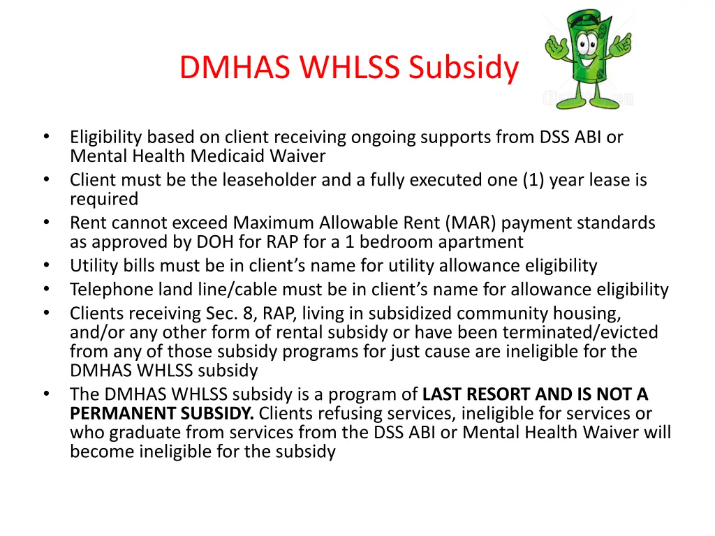 dmhas whlss subsidy