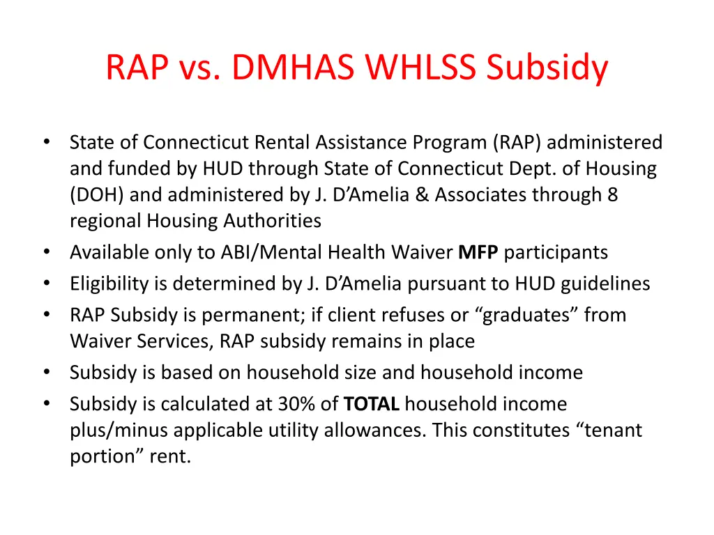 rap vs dmhas whlss subsidy