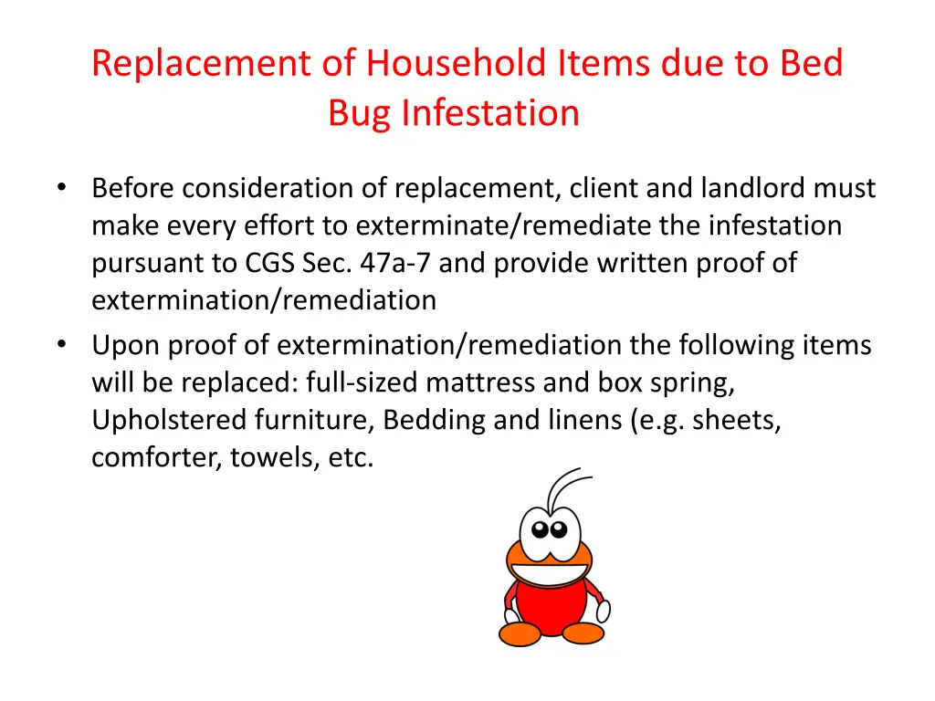 replacement of household items