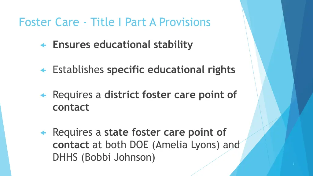 foster care title i part a provisions