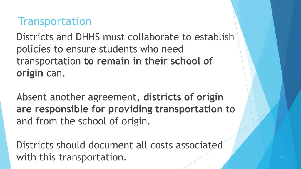 transportation districts and dhhs must