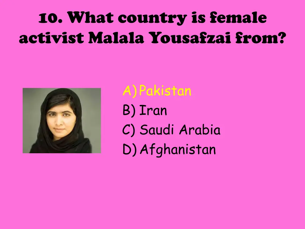 10 what country is female activist malala 1