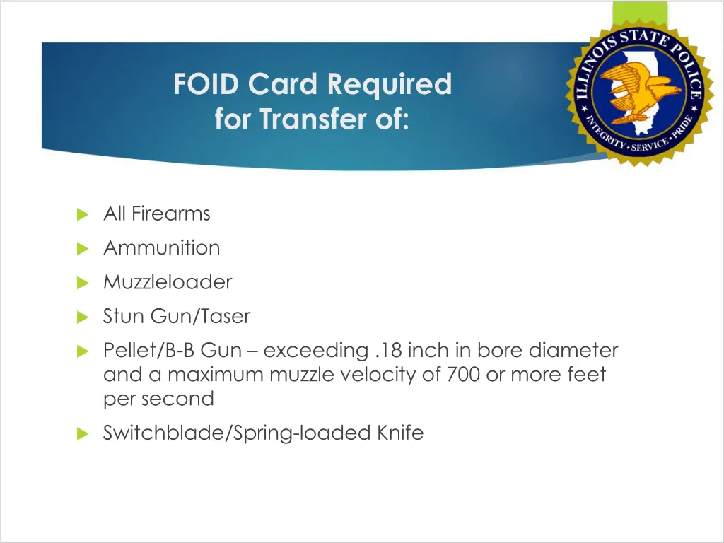 foid card required for transfer of