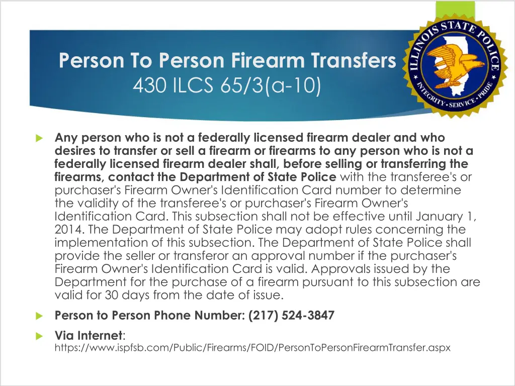 person to person firearm transfers 430 ilcs