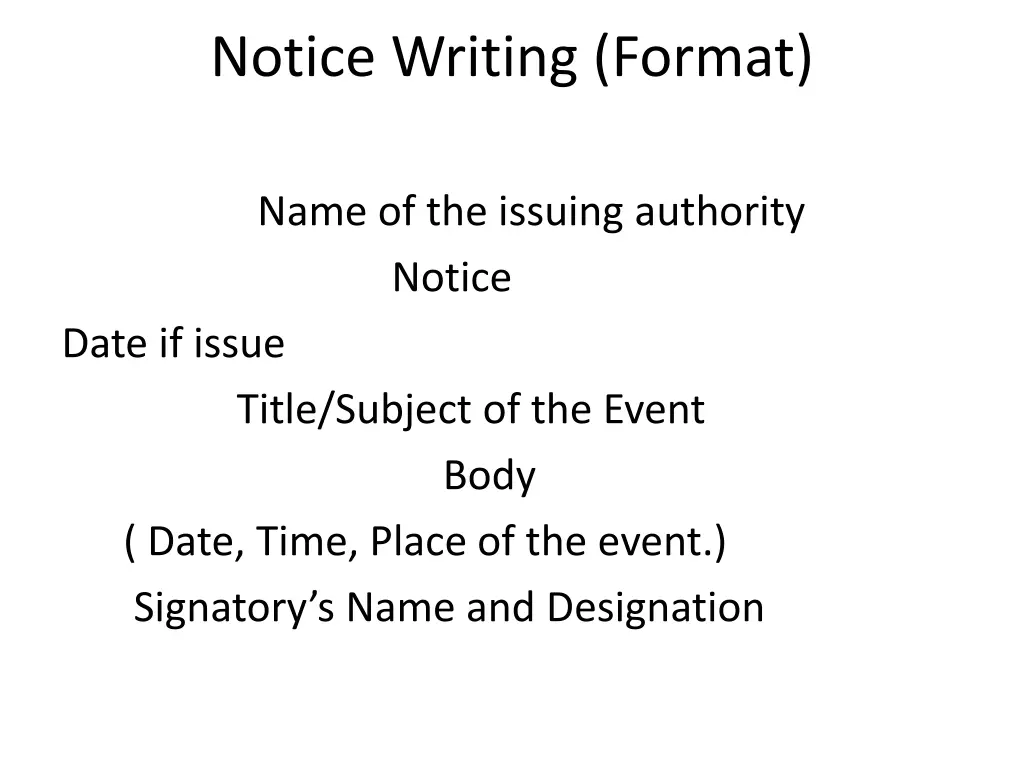 notice writing format