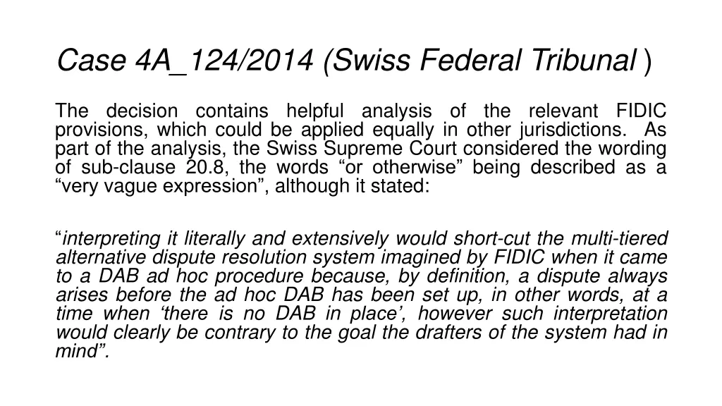 case 4a 124 2014 swiss federal tribunal