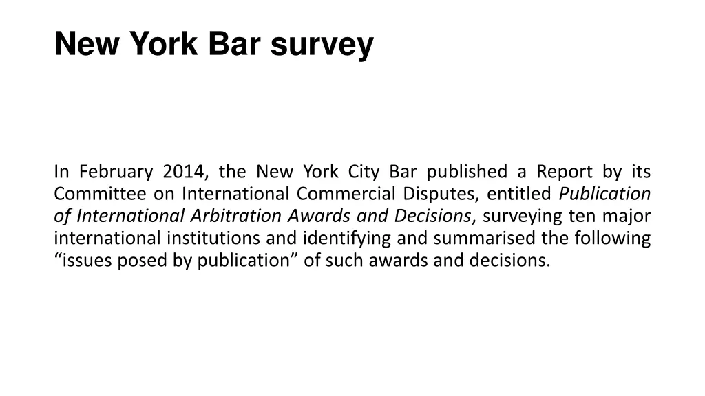 new york bar survey