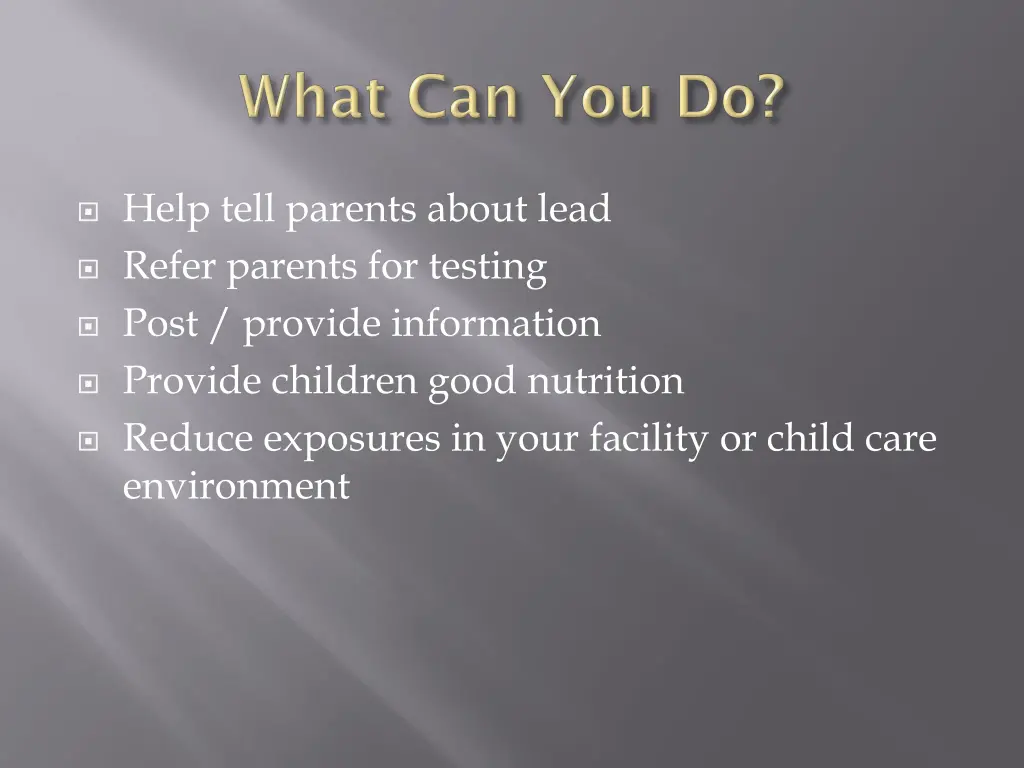 help tell parents about lead refer parents