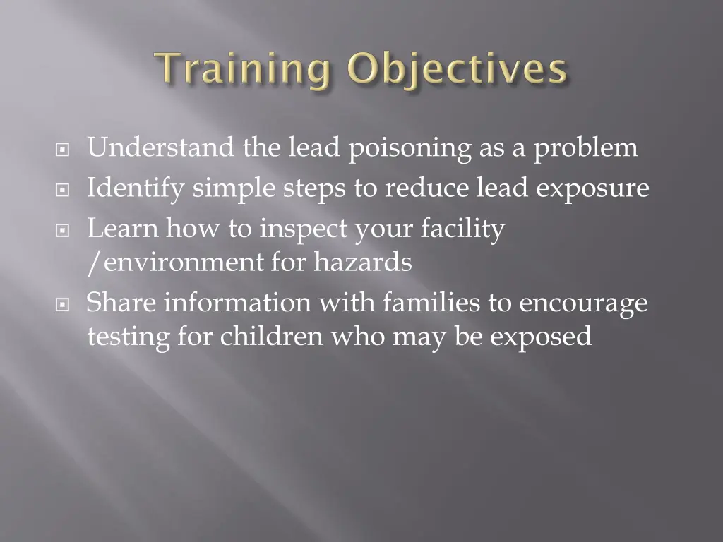 understand the lead poisoning as a problem