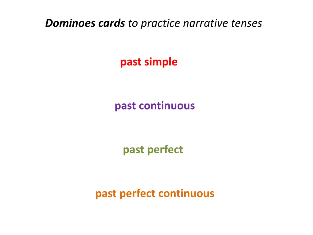 dominoes cards to practice narrative tenses