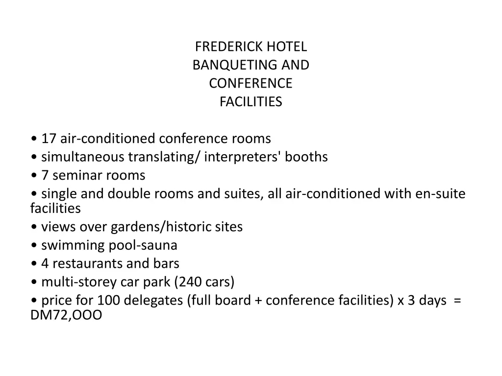 frederick hotel banqueting and conference