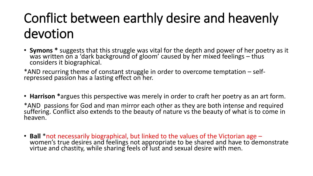 conflict between earthly desire and heavenly