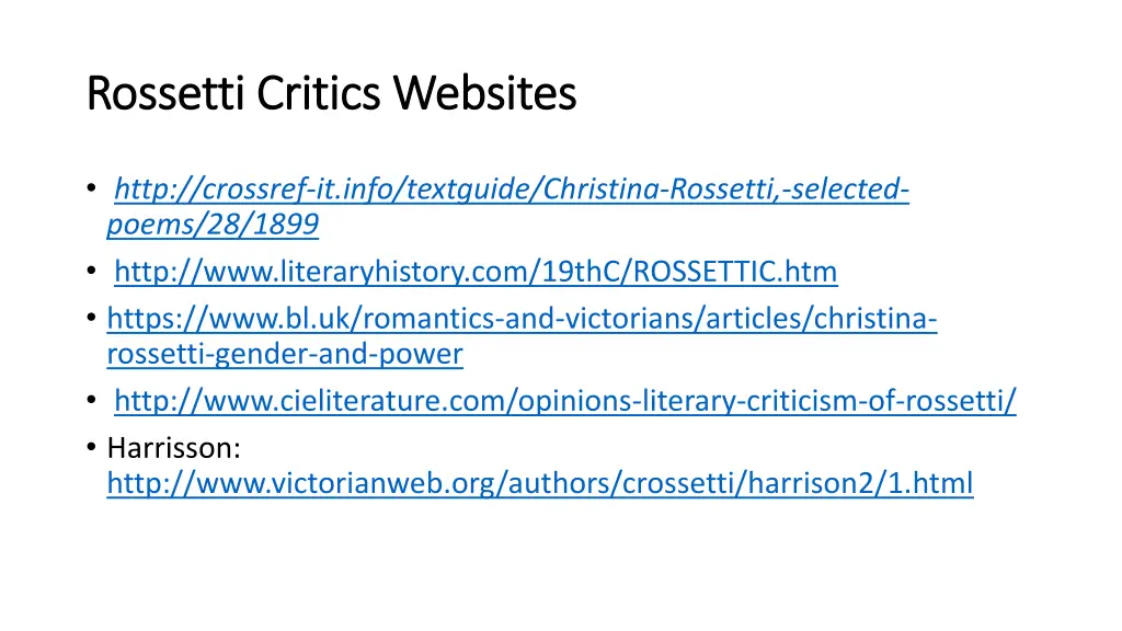 rossetti critics websites rossetti critics