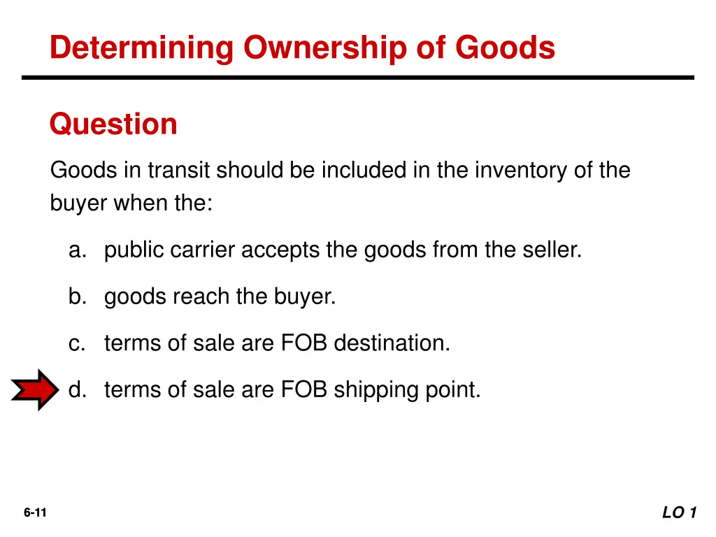 determining ownership of goods 1