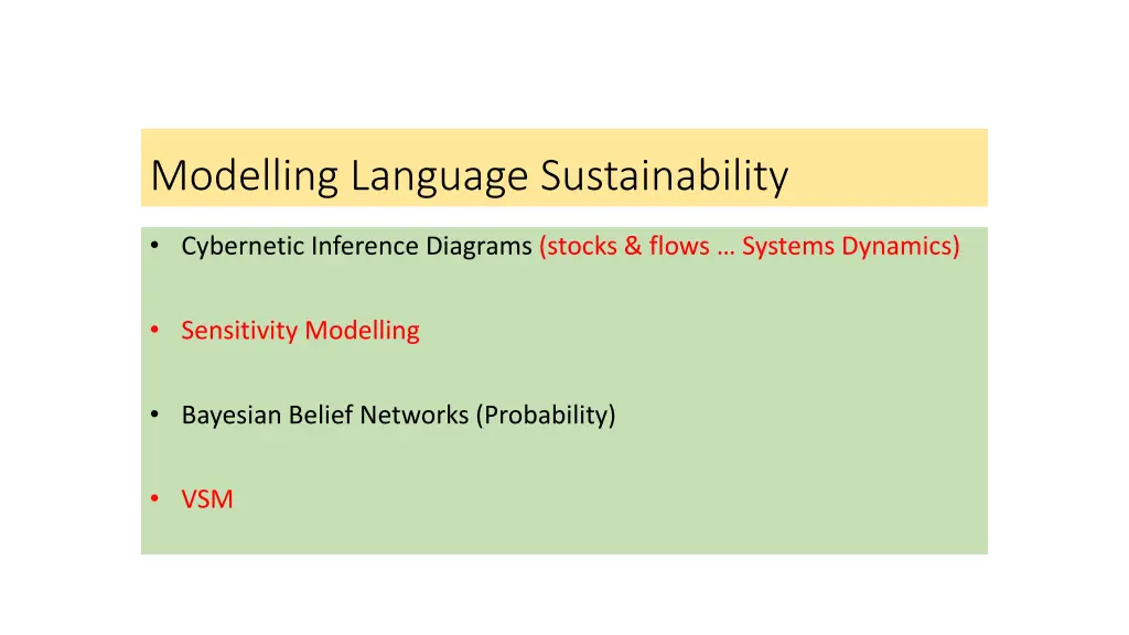 modelling language sustainability