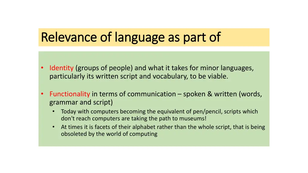 relevance of language as part of relevance