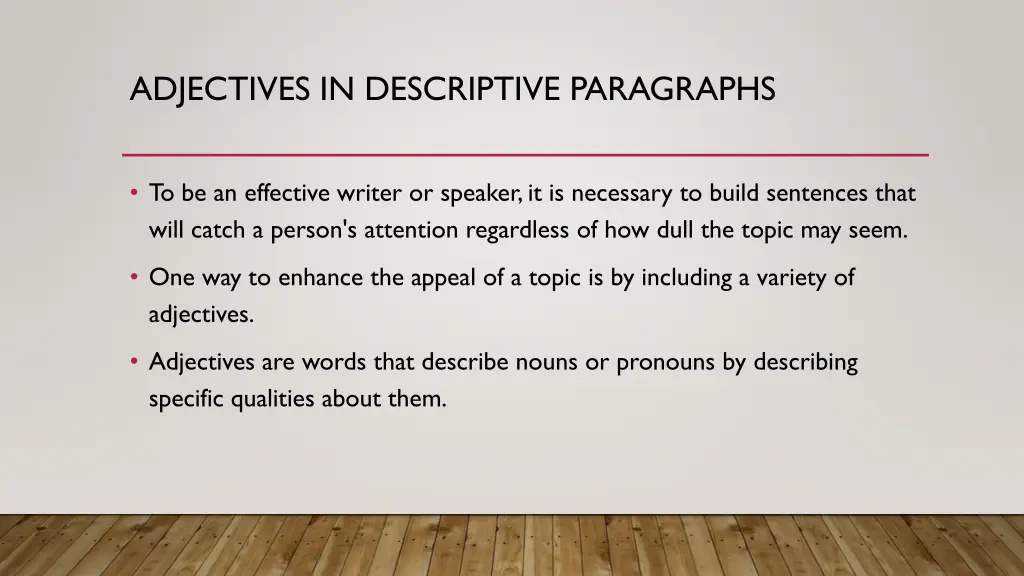 adjectives in descriptive paragraphs