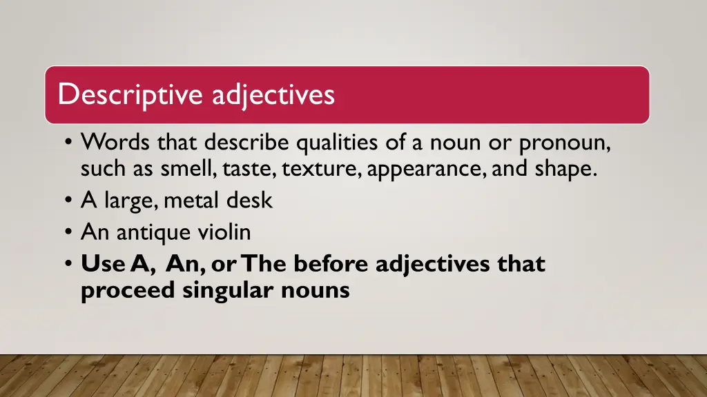 descriptive adjectives