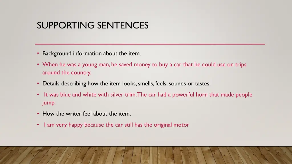 supporting sentences