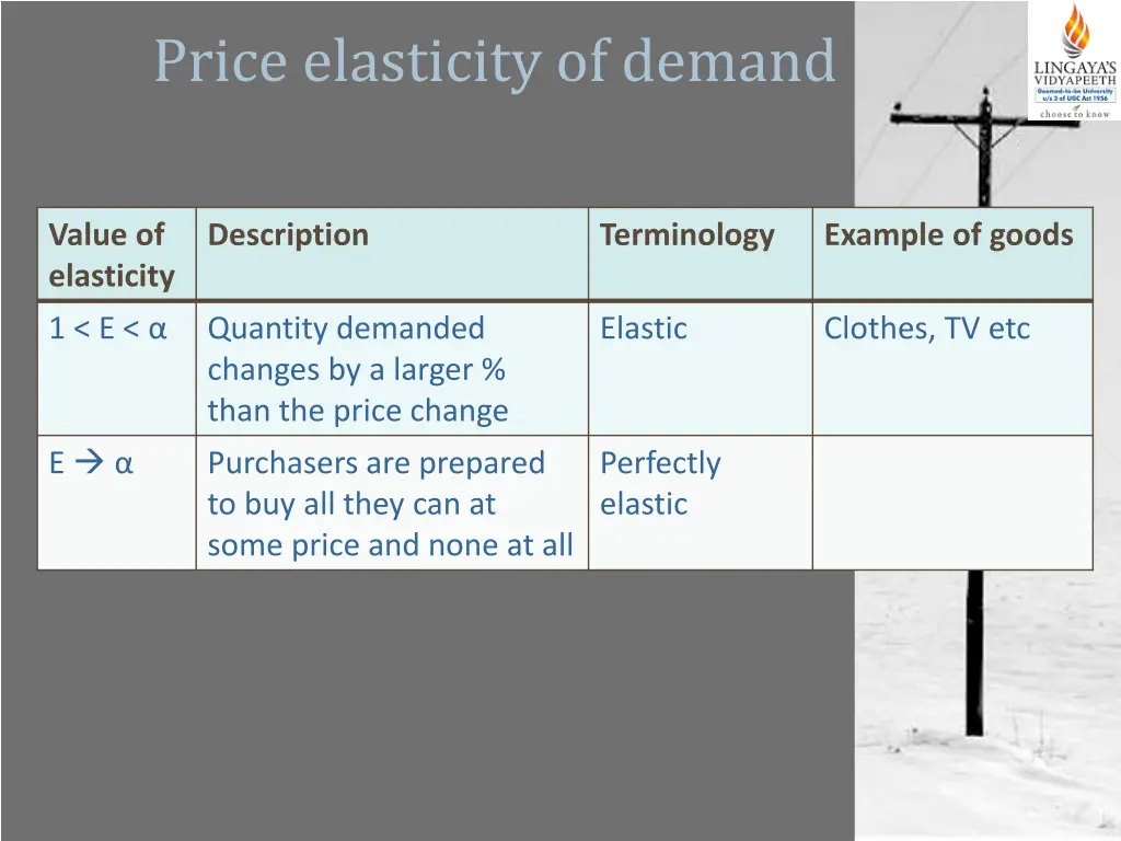 price elasticity of demand 1