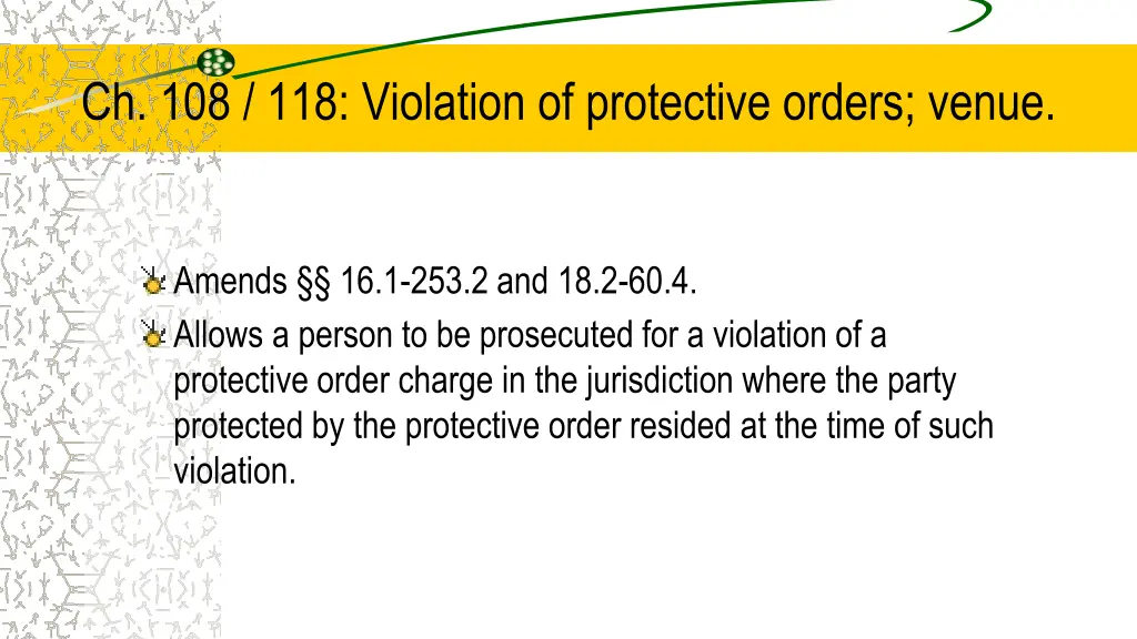 ch 108 118 violation of protective orders venue