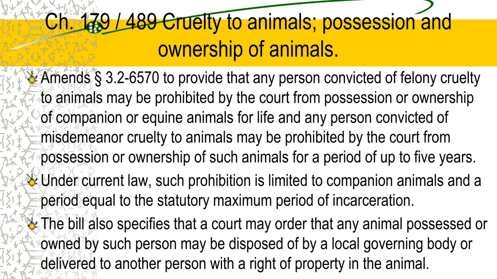 ch 179 489 cruelty to animals possession