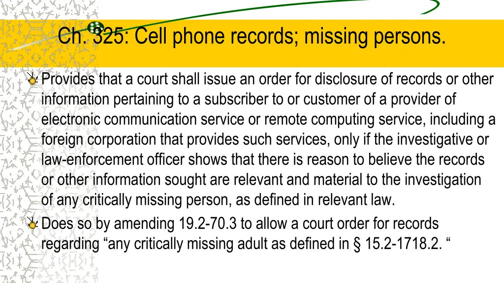 ch 325 cell phone records missing persons