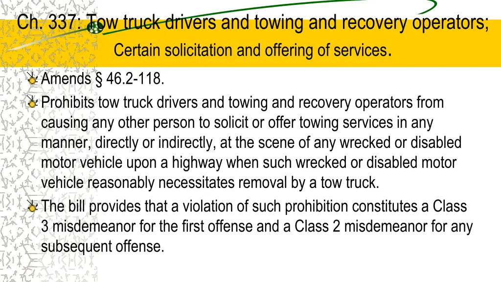 ch 337 tow truck drivers and towing and recovery